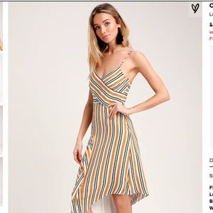 Cape Cove Orange Multi Striped Asymmetrical Dress